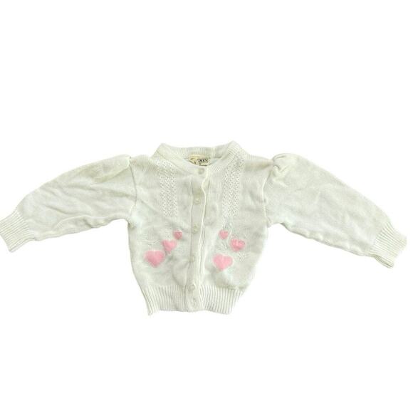 Holmes Kid's White Heart Embroidered Long Sleeves Cardigan Sweater Size 2T - Picture 1 of 4